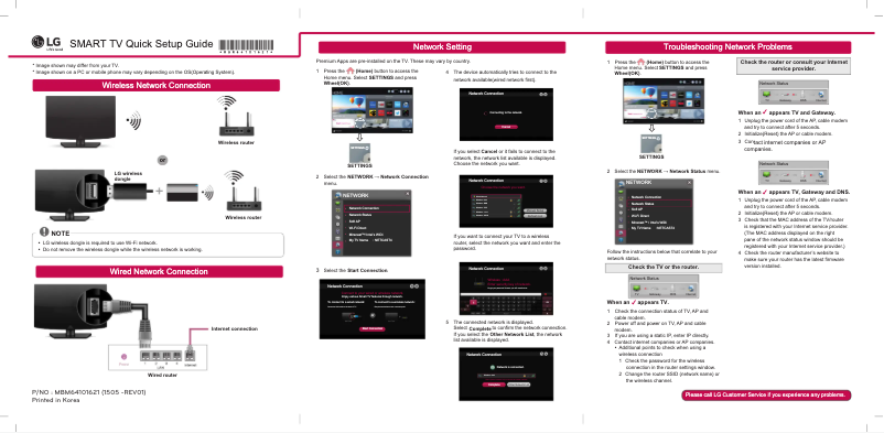 Page 1 de la notice Guide d'installation LG 55UB830T