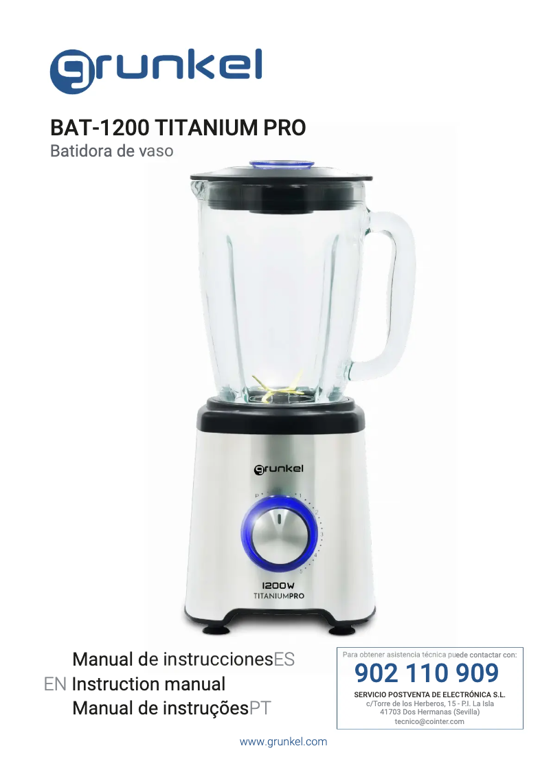 Page n°1 - Manuel utilisateur Grunkel TITANIUM PRO BAT-1200