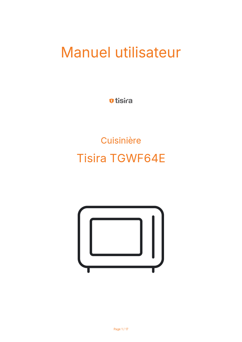 Image de la première page du manuel de l'appareil TGWF64E
