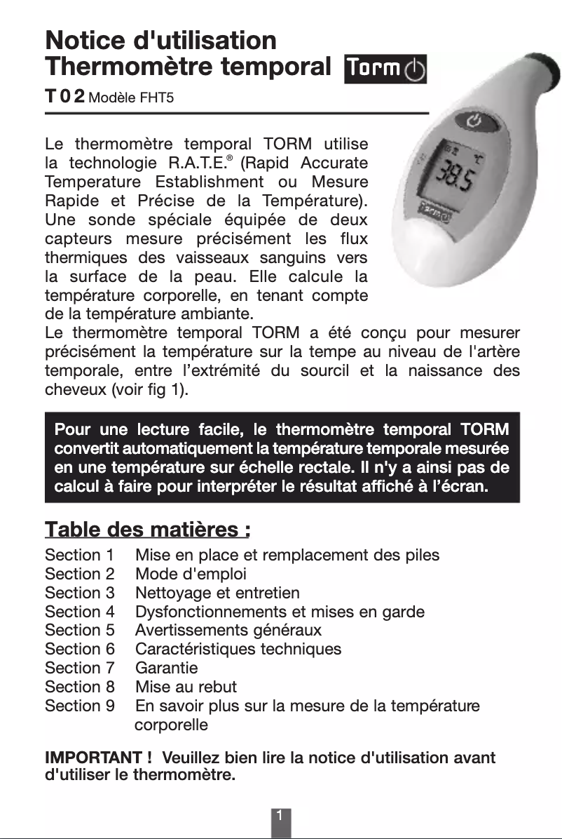 Page n°1 - Manuel utilisateur Torm T02