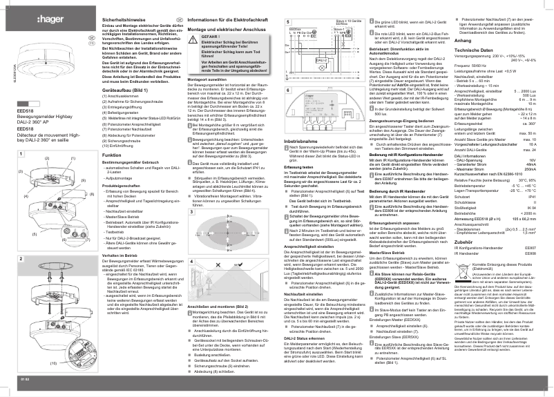 Page 1 de la notice Instructions / montage Hager EED518