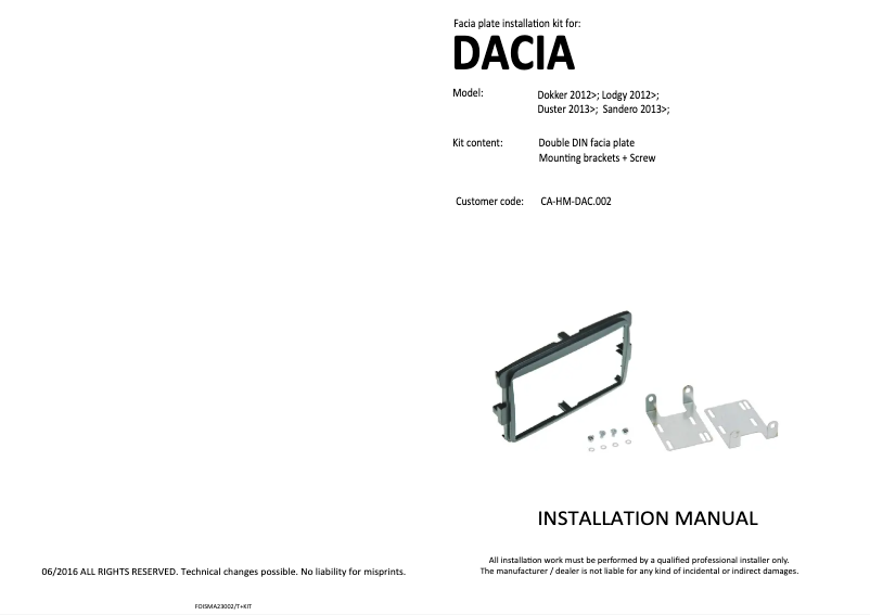 Image de la première page du manuel de l'appareil CA-HM-DAC.002