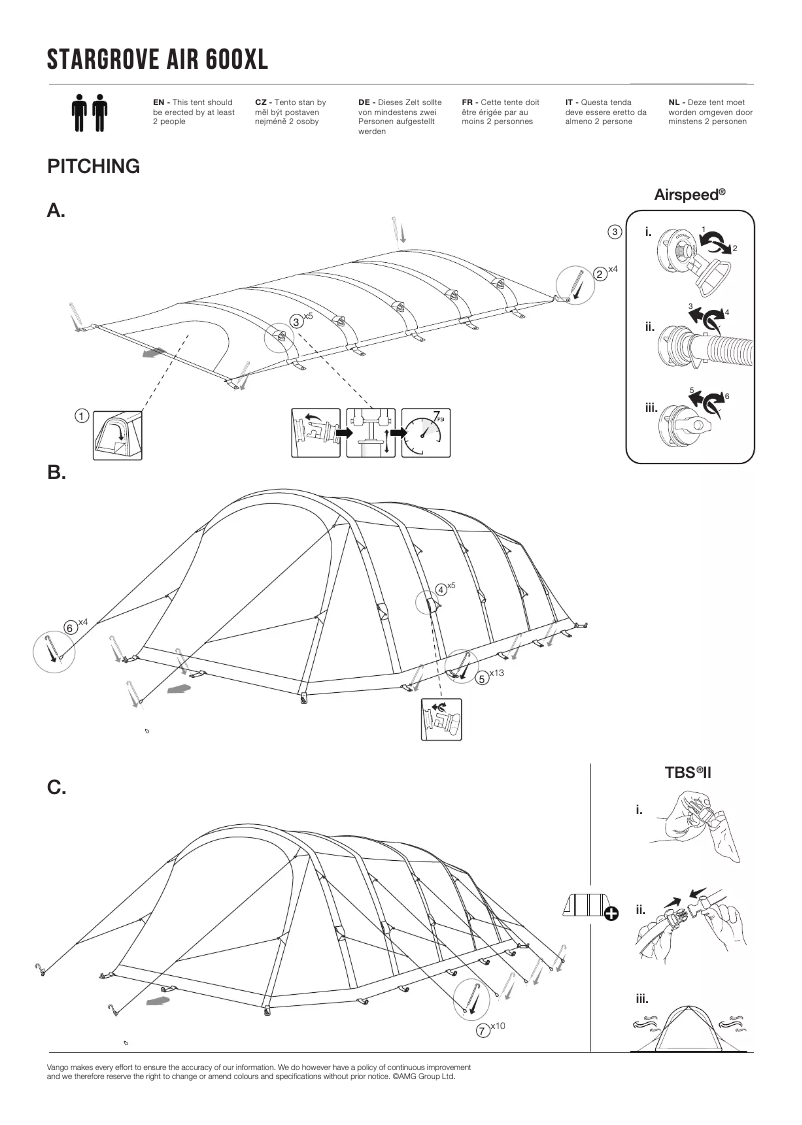 Página 1 del manual Manual de usuario Vango Stargrove Air 600XL
