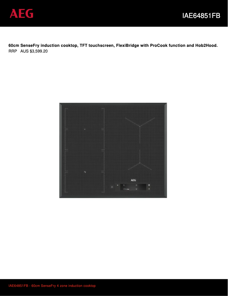 Page 1 de la notice Fiche technique AEG IAE64851FB