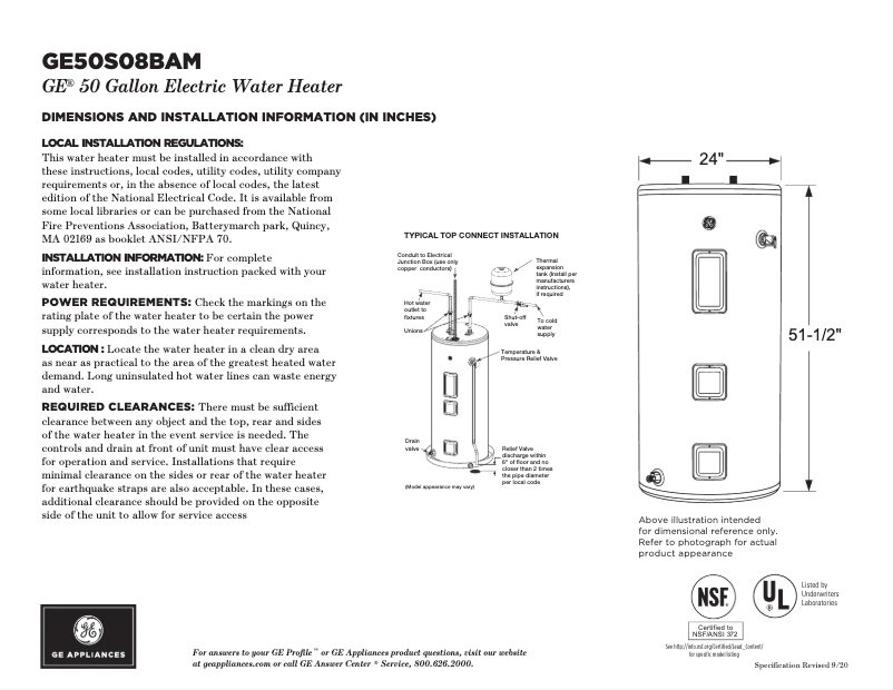 Image de la première page du manuel de l'appareil GE50S08BAM