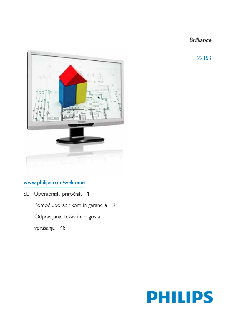 Page 1 of the manual User Manual Philips Brilliance 221S3SS