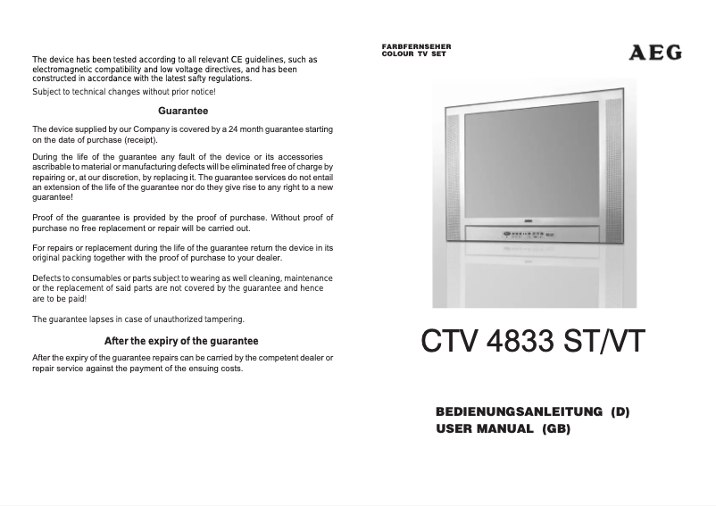 Image de la première page du manuel de l'appareil CTV 4833