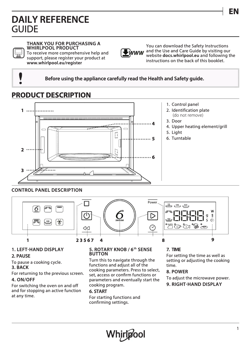 Page n°1 - Manuel utilisateur Whirlpool AMW 770/IX