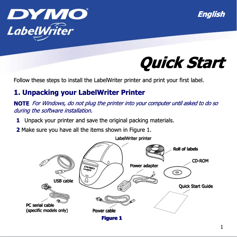Page n°1 - Manuel utilisateur Dymo LabelWriter 300