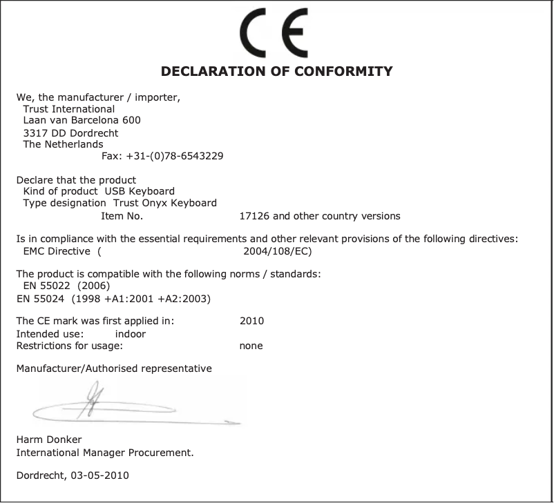 Page 1 de la notice Manuel utilisateur Trust Onyx Keyboard