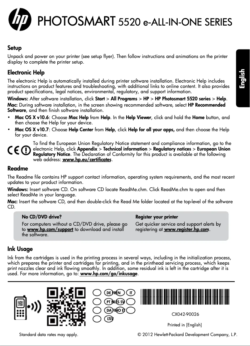 Page n°1 - Manuel utilisateur HP Photosmart 5524 e-All-In-One