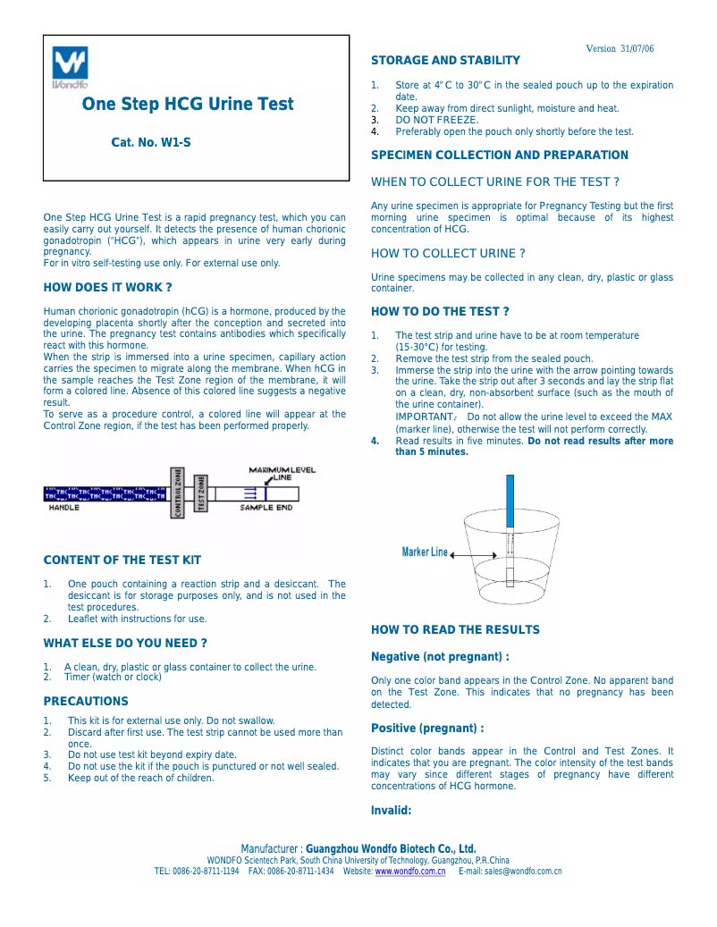 Page 1 de la notice Manuel utilisateur Wondfo One Step