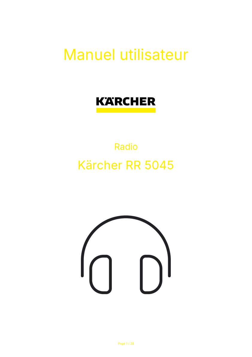 Page n°1 - Manuel utilisateur Kärcher RR 5045