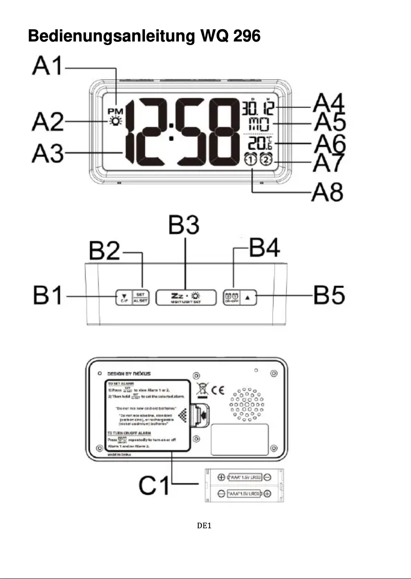 Page 1 de la notice Manuel utilisateur Techno Line WQ 296
