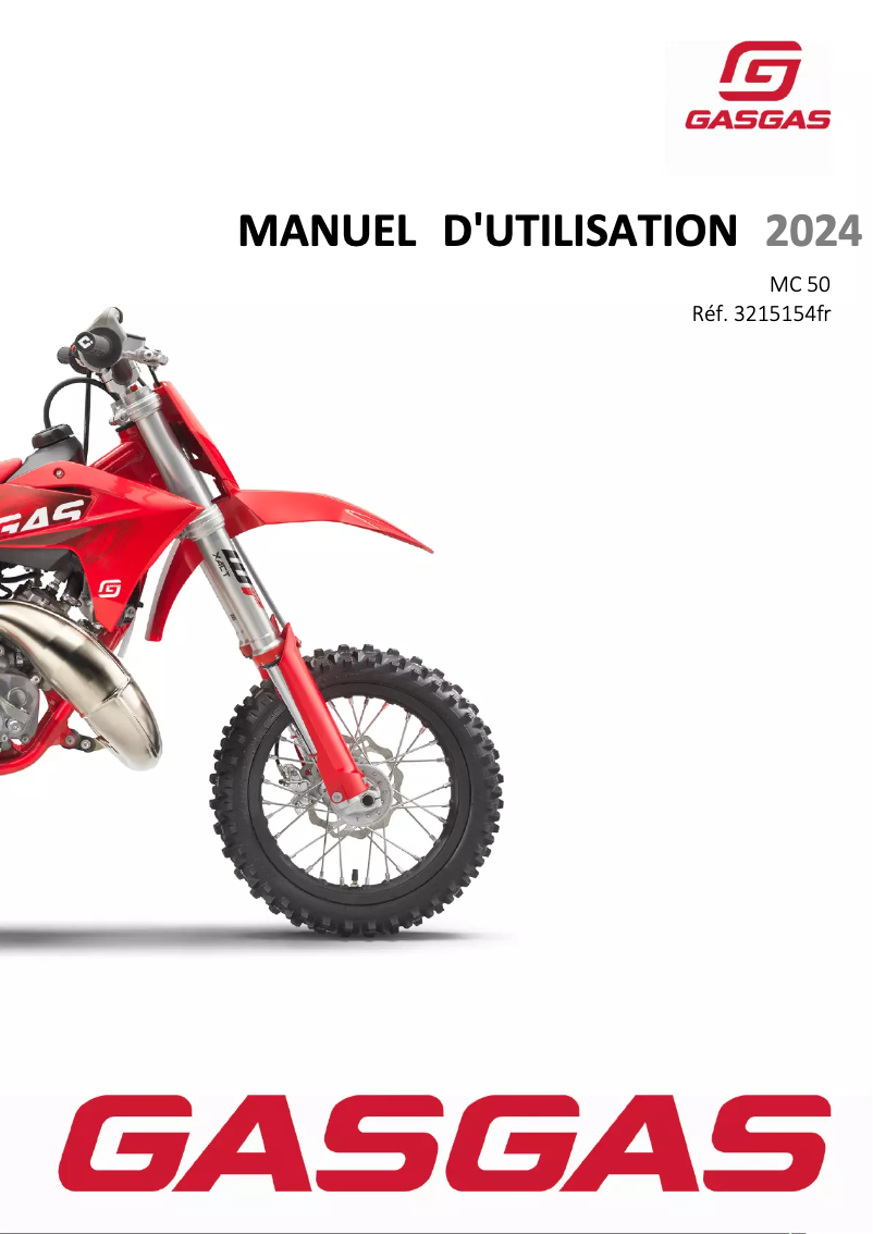 Page 1 de la notice Manuel utilisateur GasGas MC 50 (2024)