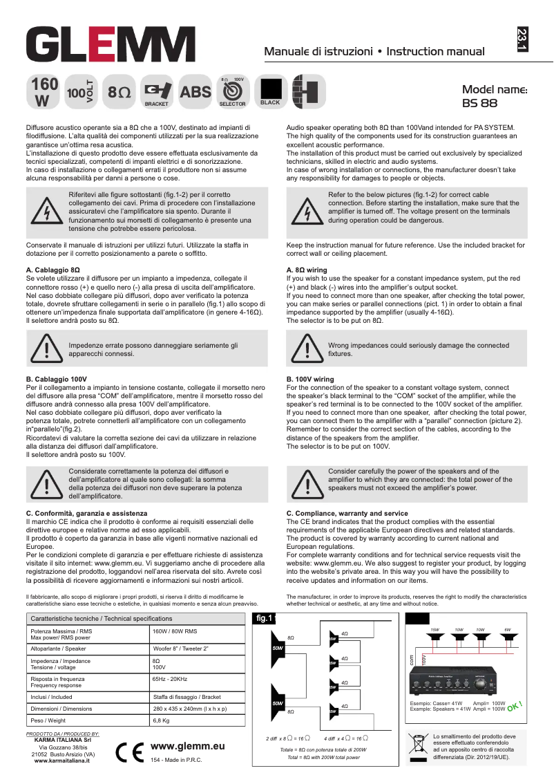 Page 1 de la notice Manuel utilisateur Glemm BS 88
