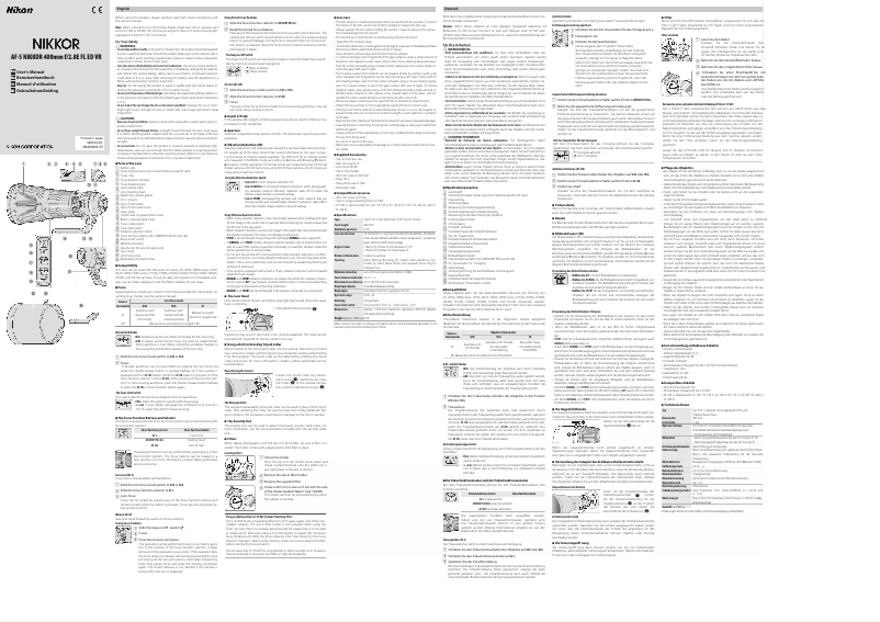 Página 1 del manual Manual de usuario Nikon Nikkor AF-S 400mm f/2.8E FL ED VR