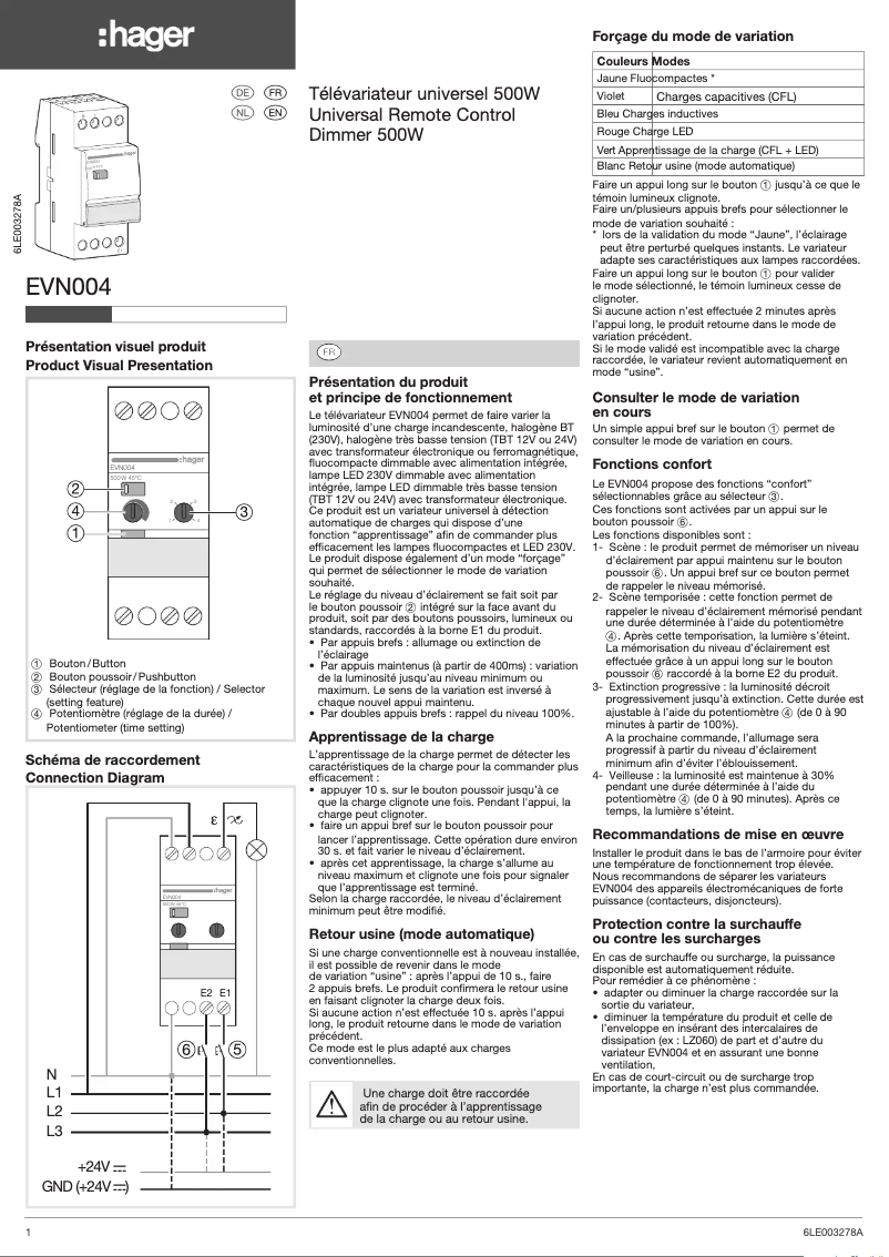 Image de la première page du manuel de l'appareil EVN004