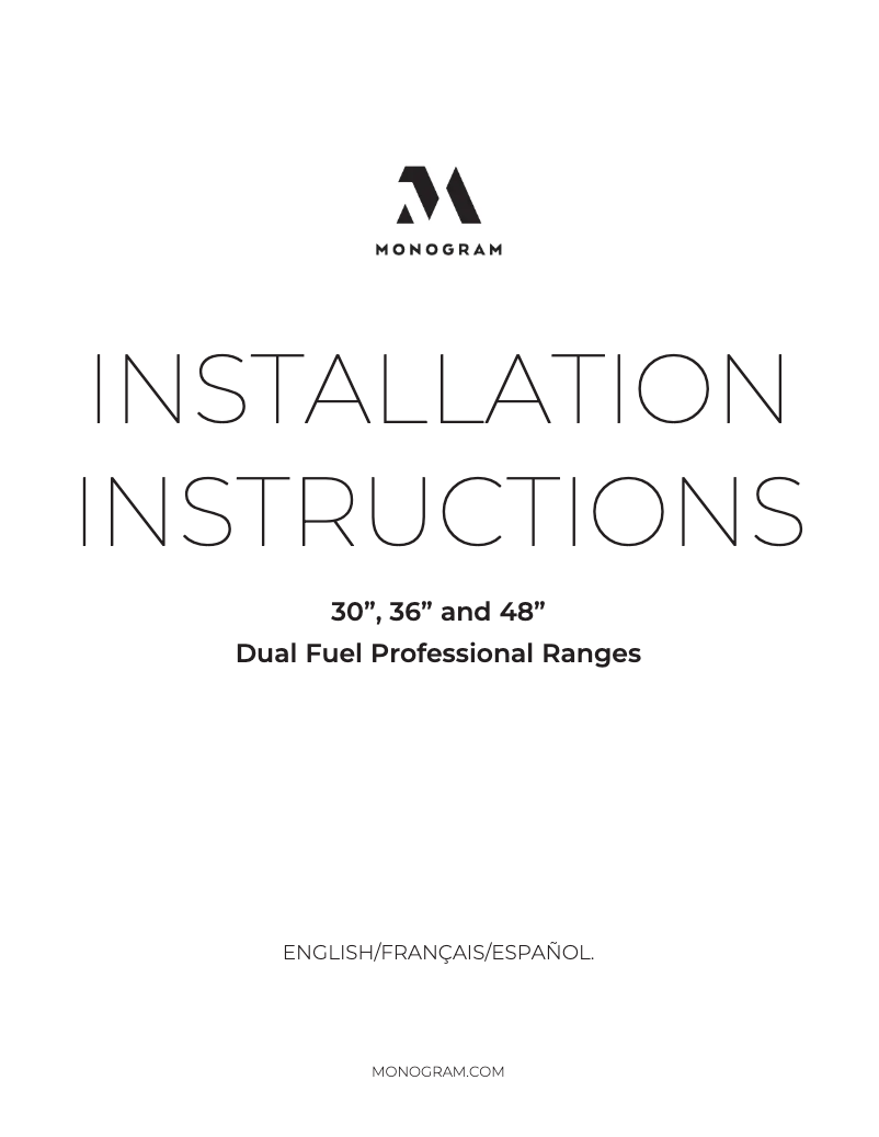 Page 1 de la notice Guide d'installation Monogram ZDP364NDTSS