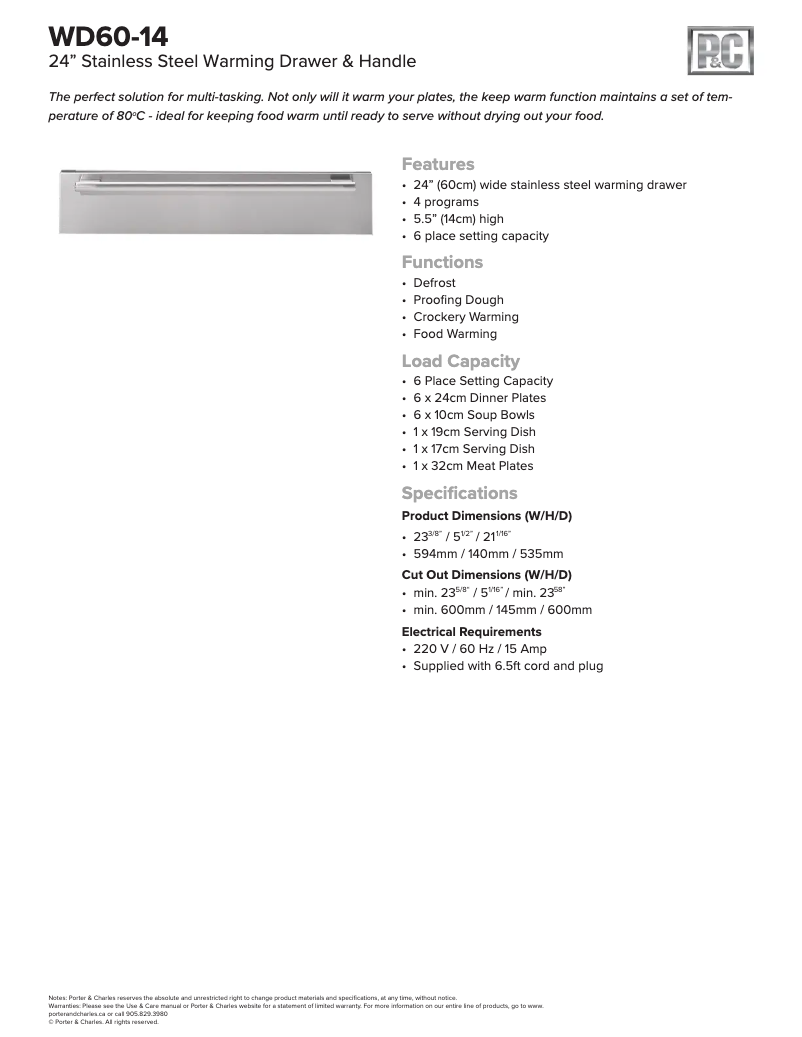 Image de la première page du manuel de l'appareil WD60-14