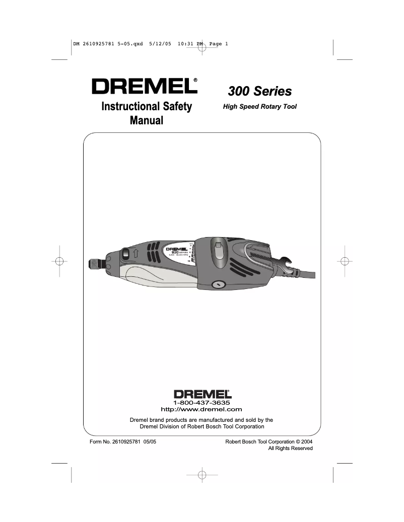 Page 1 de la notice Manuel utilisateur Dremel 300 Series