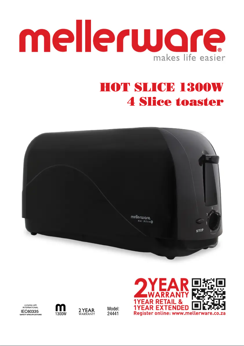 Página 1 del manual Manual de usuario Mellerware Hot Slice 24441