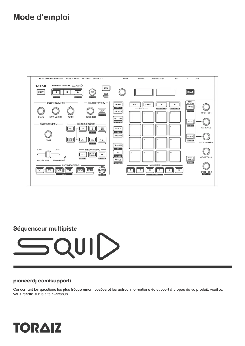 Page n°1 - Guide de démarrage rapide Pioneer Toraiz SQUID