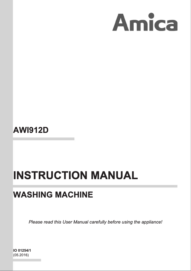 First page image of the manual for AWI912D