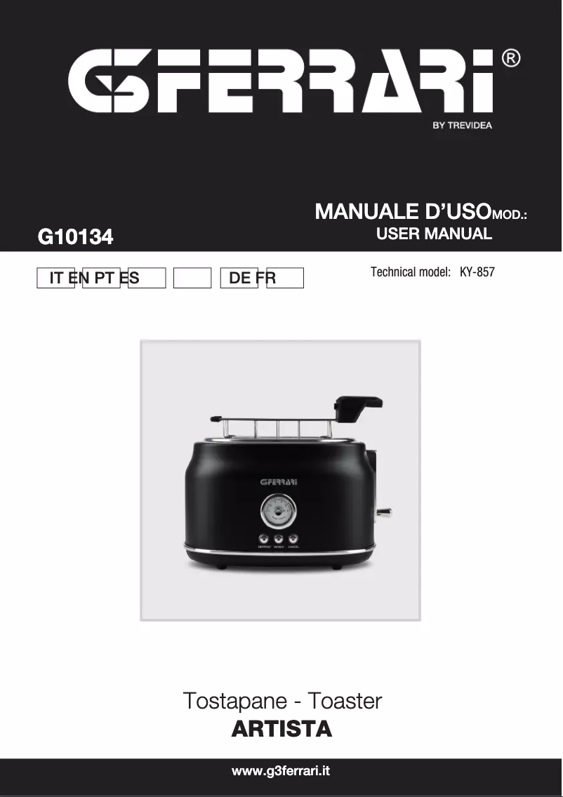 Page 1 de la notice Manuel utilisateur G3 Ferrari Artista G10134