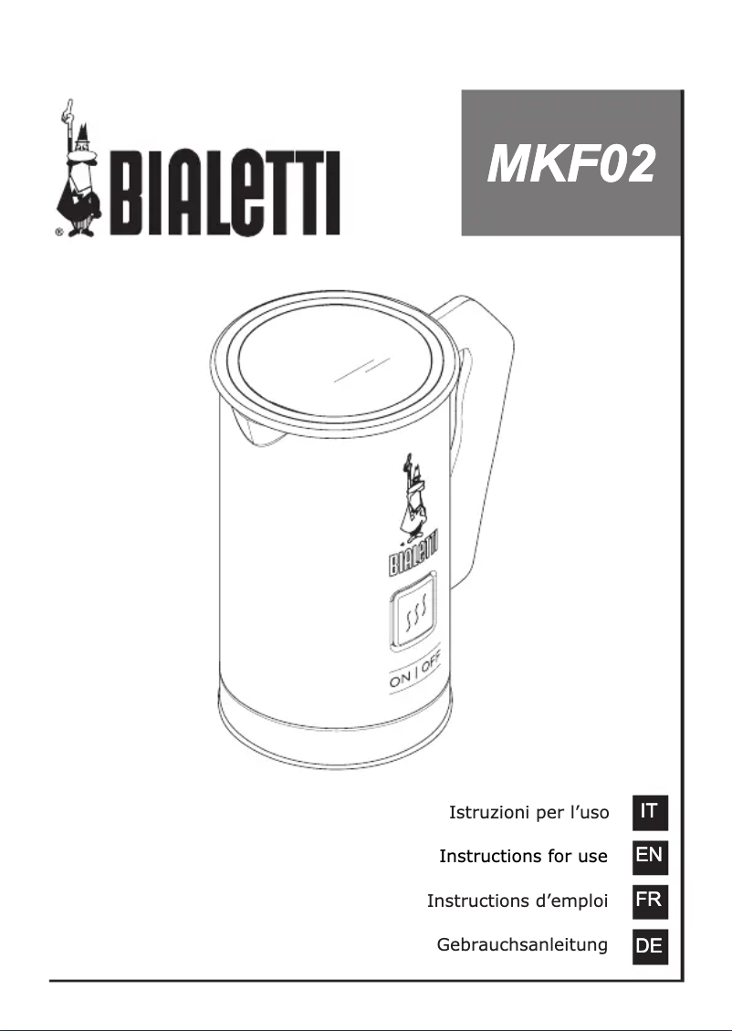 Page 1 de la notice Manuel utilisateur Bialetti Milk Frother