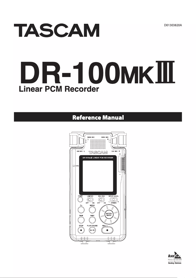 Page n°1 - Manuel utilisateur Tascam DR-100MKIII