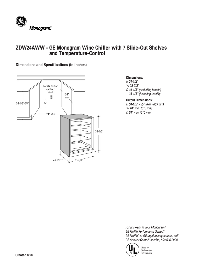 Image de la première page du manuel de l'appareil ZDW24AWW