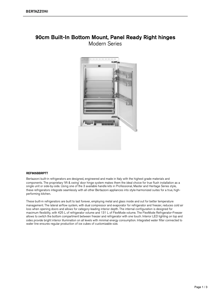 Image de la première page du manuel de l'appareil REF905BBRPTT