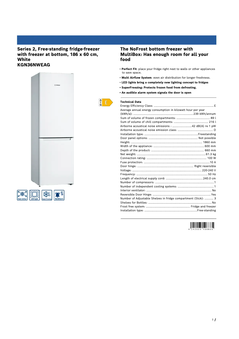 Image de la première page du manuel de l'appareil KGN36NWEAG