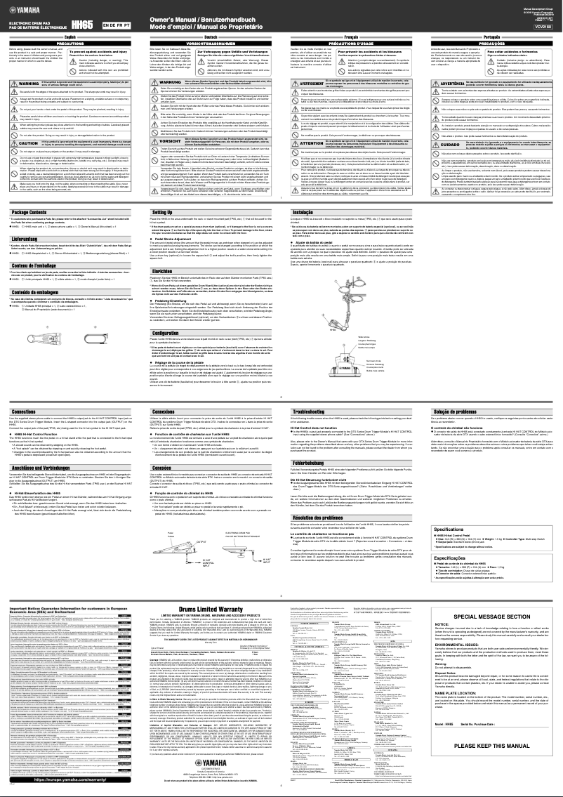 Page n°1 - Manuel utilisateur Yamaha HH65