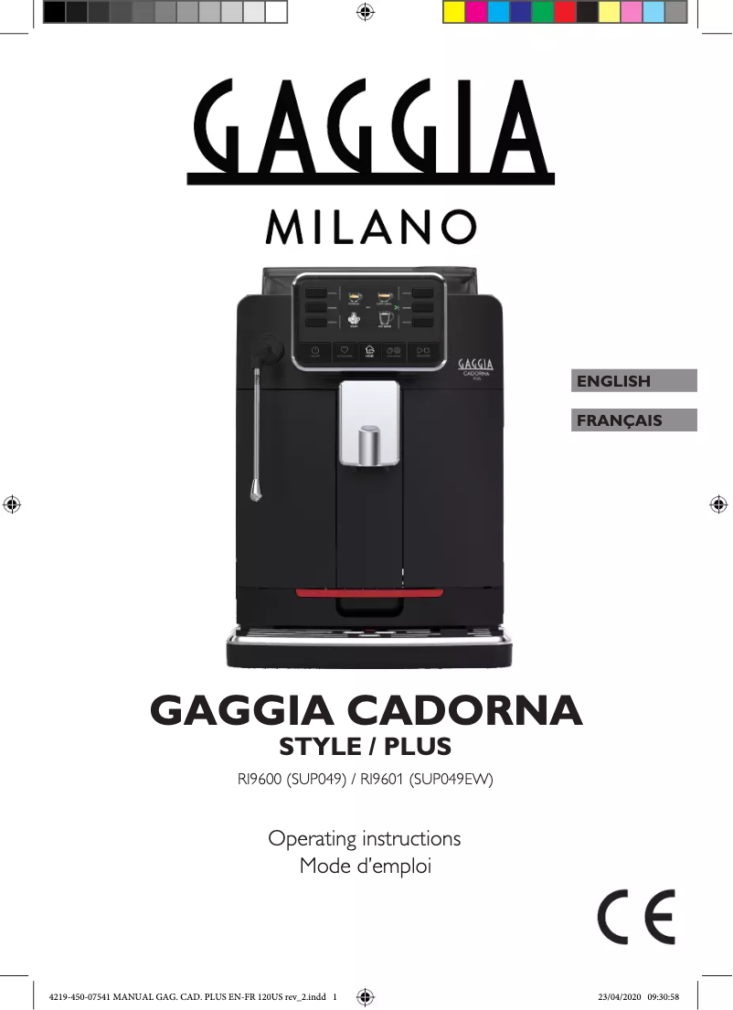 Image de la première page du manuel de l'appareil Cadorna Plus