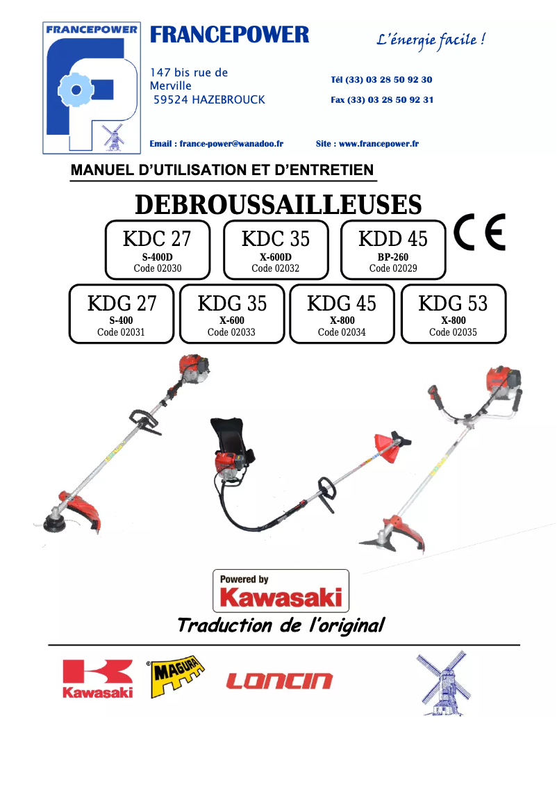 Page n°1 - Manuel utilisateur Francepower KDG 45
