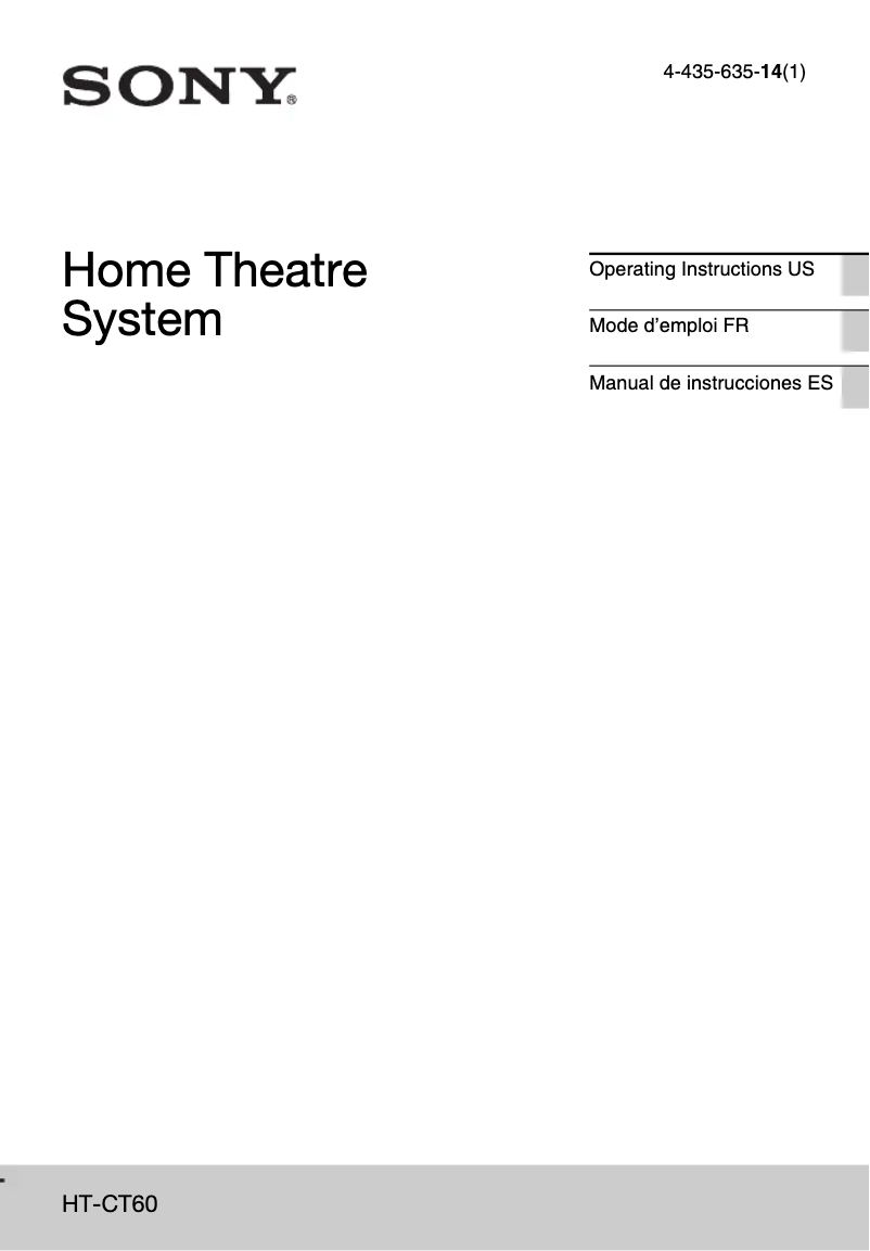 Page 1 de la notice Manuel utilisateur Sony HT-CT60