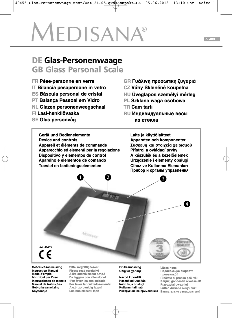 Page 1 de la notice Manuel utilisateur Medisana PS 400