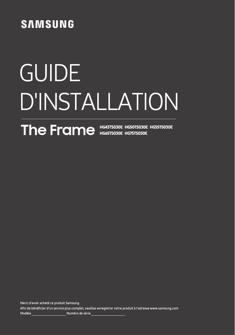 Page n°1 - Guide d'installation Samsung HG55TS030EB