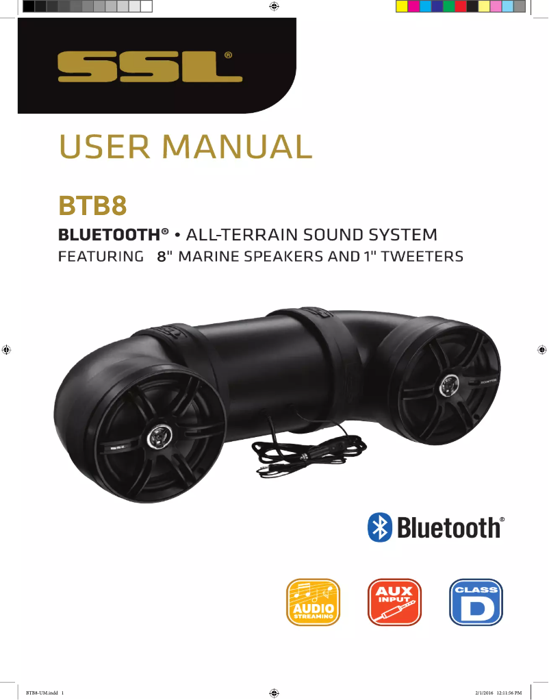 Page n°1 - Manuel utilisateur SSL BTB8