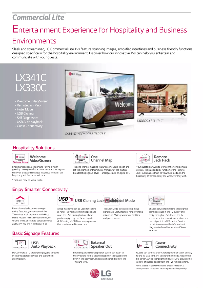 Page 1 de la notice Fiche technique LG 60LX341C