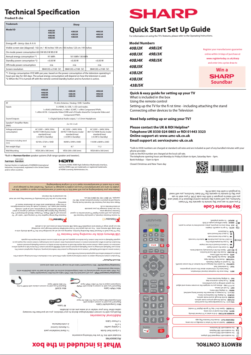 Page 1 de la notice Guide de démarrage rapide Sharp 49BJ5K