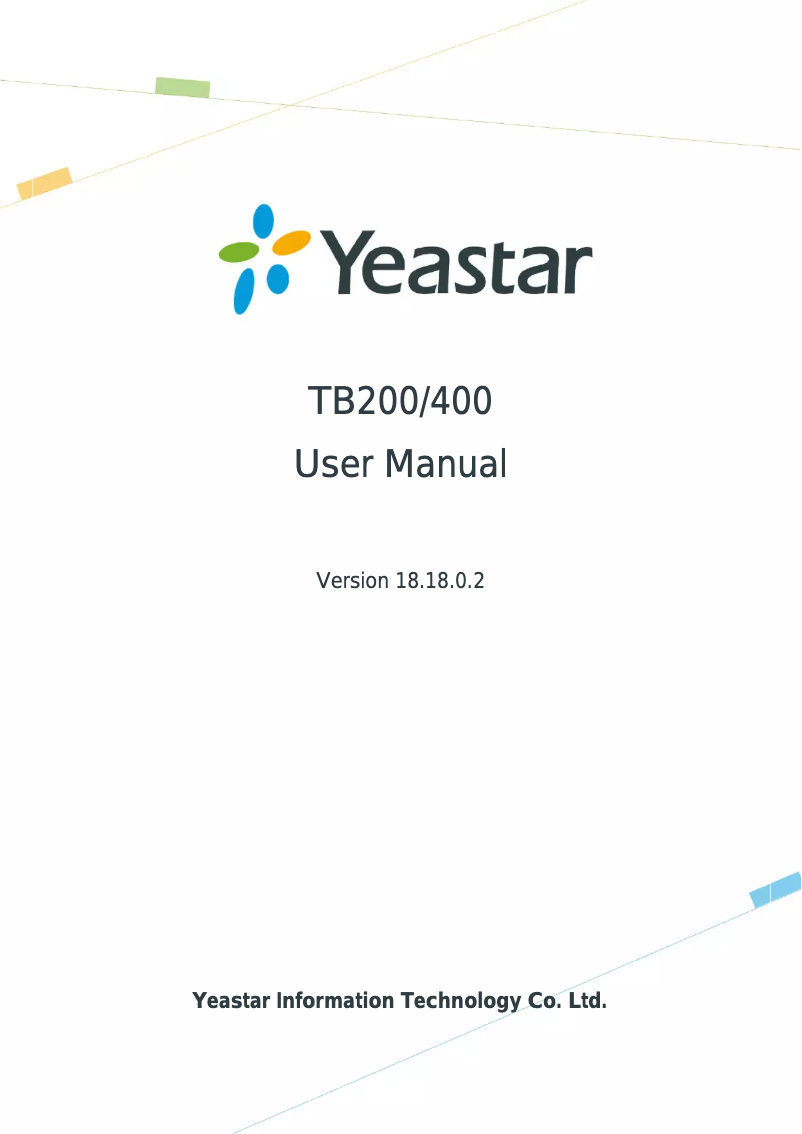 Page 1 de la notice Manuel utilisateur Yeastar TB200