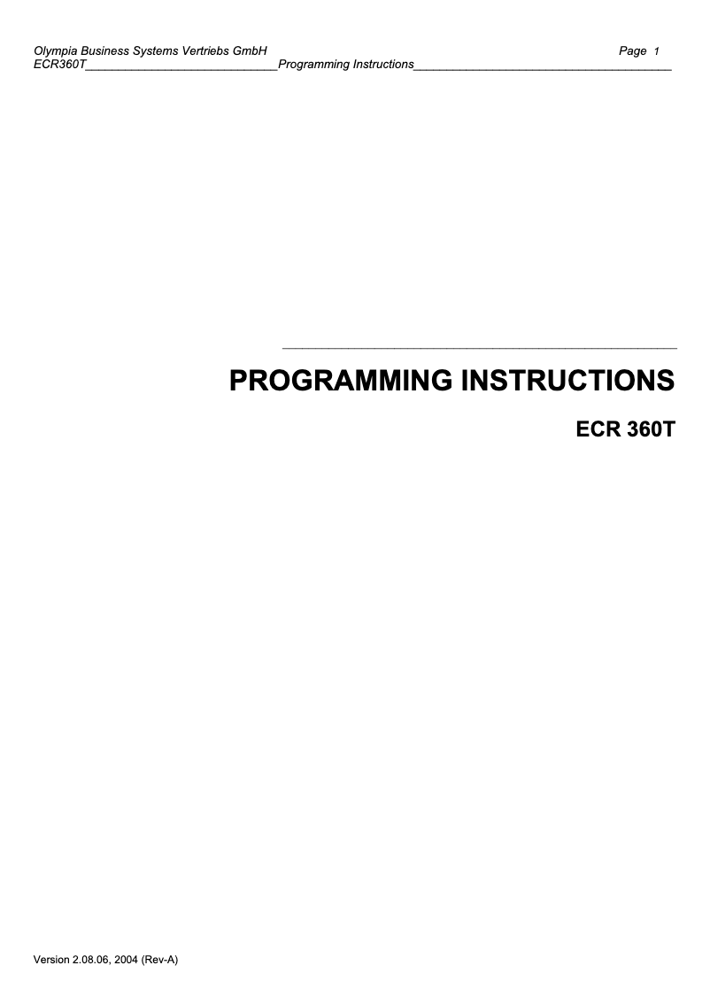 Image de la première page du manuel de l'appareil ECR 360T