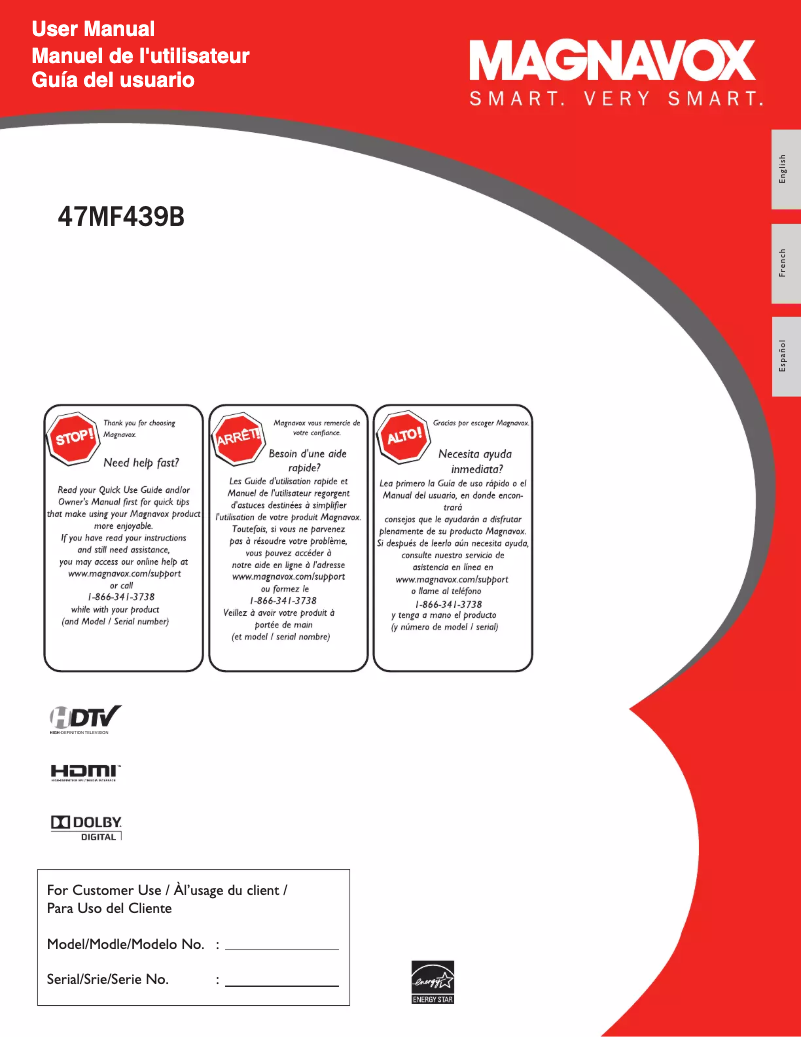 Page 1 de la notice Manuel utilisateur Magnavox 47MF439B