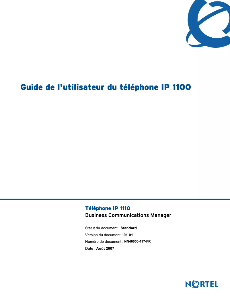 Page n°1 - Manuel utilisateur Avaya IP 1100