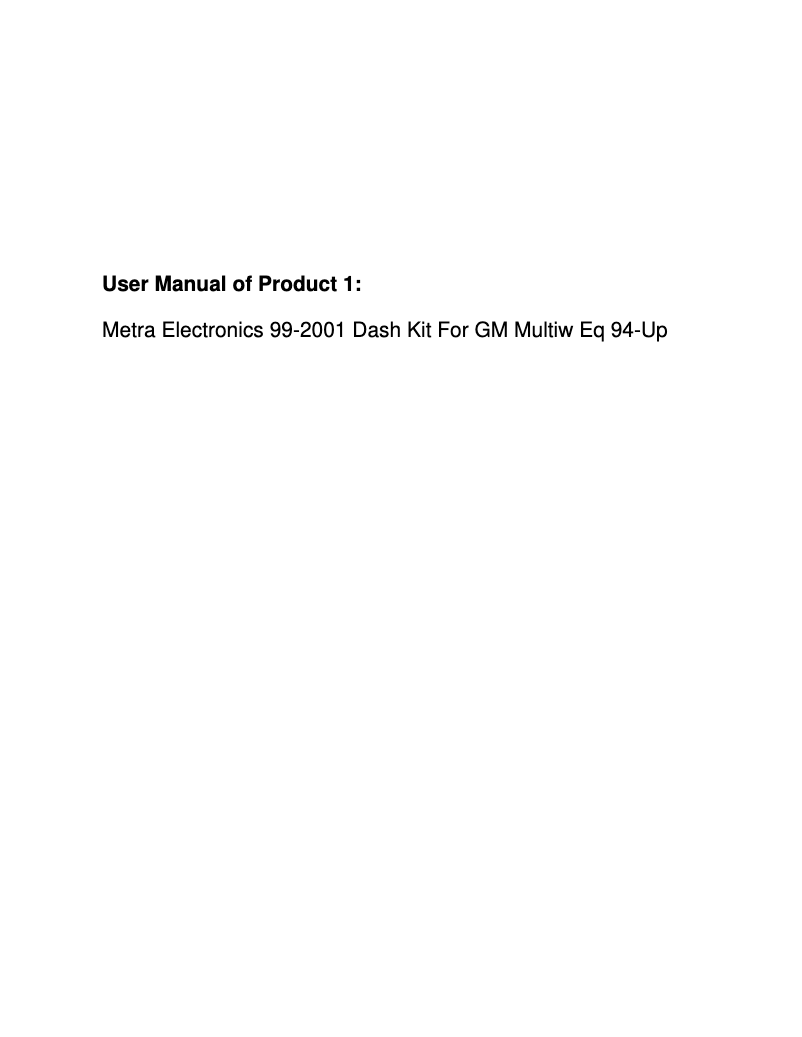 Page n°1 - Manuel utilisateur Metra 99-2001