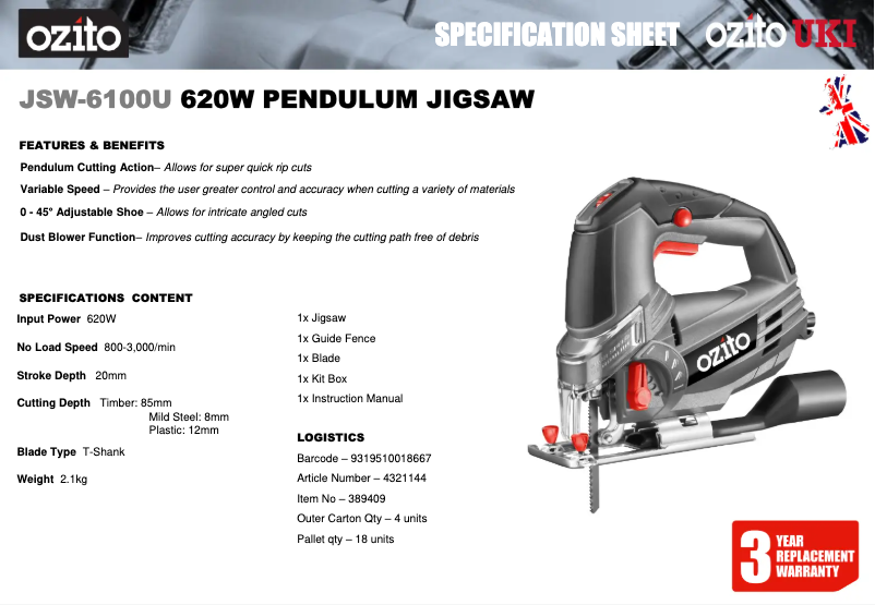 Image de la première page du manuel de l'appareil JSW-6100U