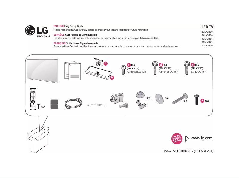 Page 1 de la notice Manuel utilisateur LG 40LX340H